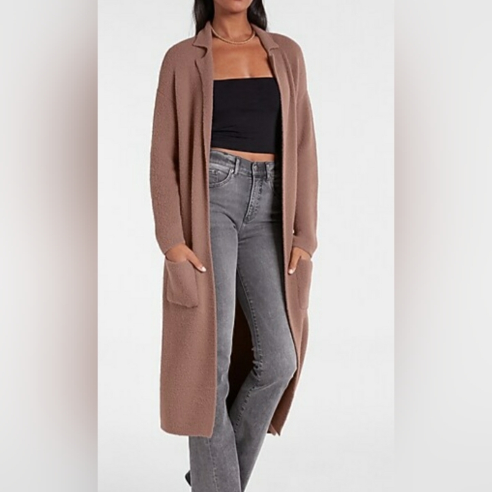Express Women's Long Tan Cardigan Sweater